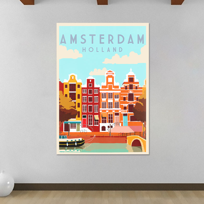 Amsterdam Holland Retro Vintage - Wrapped Canvas Print, 120cm H x 84cm W x 3.8cm D