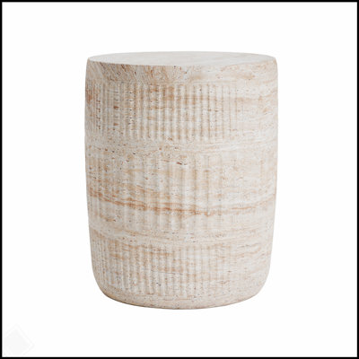 Table d'appoint d'extérieur / d'intérieur en béton léger avec finition en travertin élégant et design polyvalent