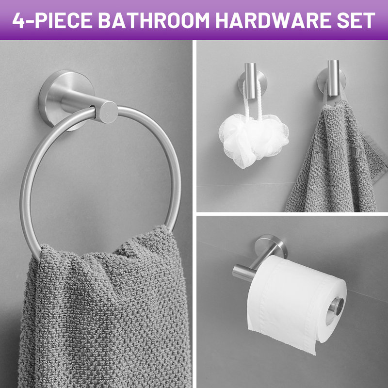 4 - Piece Bathroom Hardware Set, Brushed Nickel