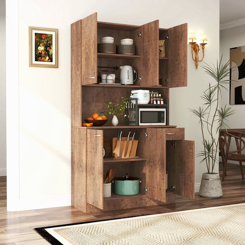 70,87 po de hauteur avec garde-robe et armoire de cuisine, avec 6 portes, 1 tablette ouverte et 1 tiroir pour la chambre à coucher