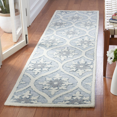 Griswalda Floral Handmade Tufted Wool Area Rug in Grey