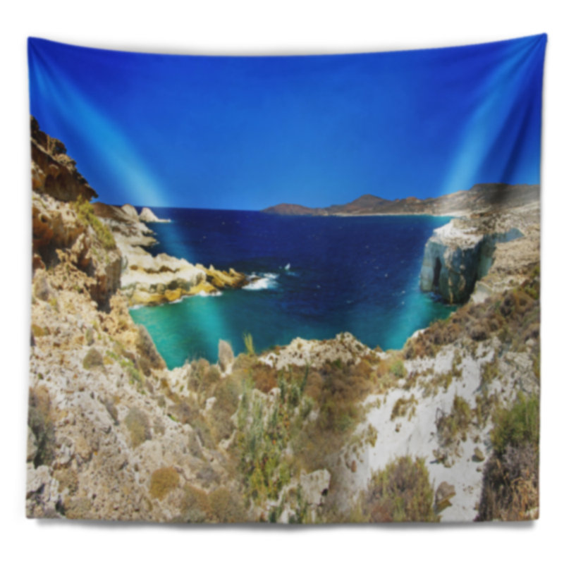Tapisserie panorama milos island bay shore, H 32 po x l 39 po