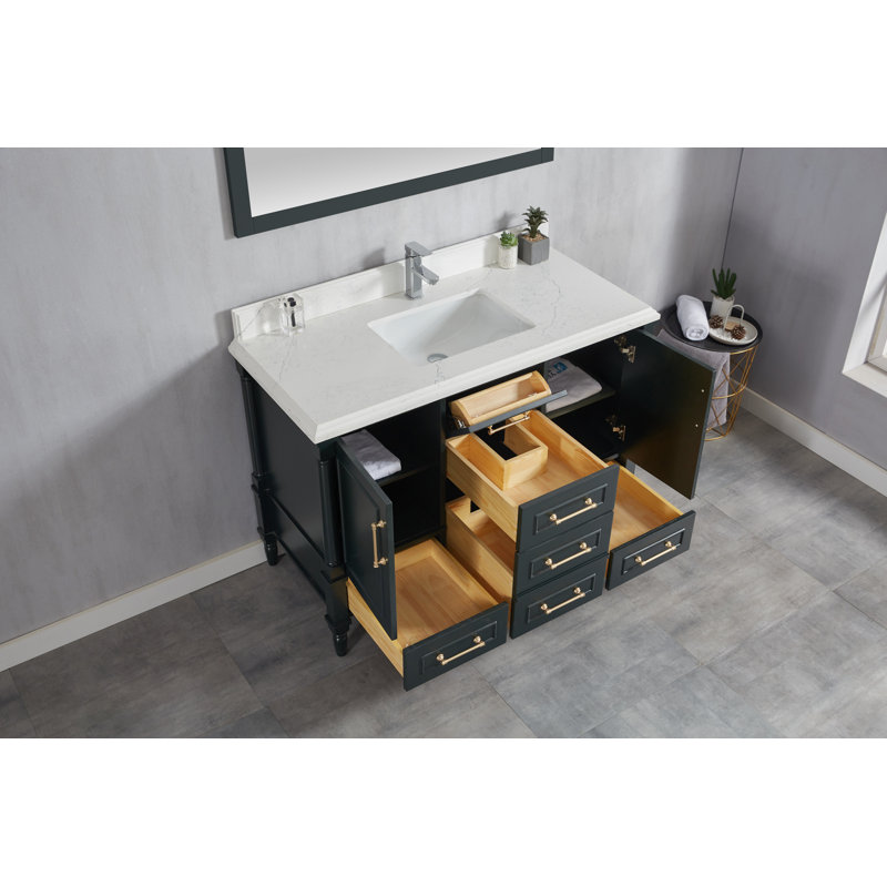 Ensemble de meuble-lavabo simple 60 po Flavell, Blanc, bordure droite