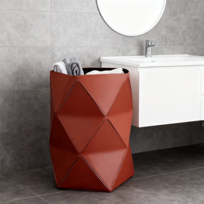 Italian Style Handcrafted Leather Laundry Hamper - Waterproof, Dirt-Resistant, Easy To Clean, Multi-Functional Storage Basket For Home Decor