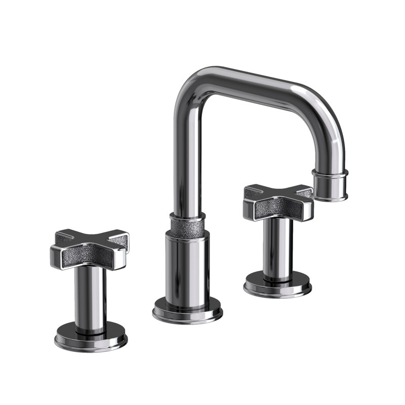Griffey Widespread Bathroom Faucet with Drain Assembly, Midnight Chrome