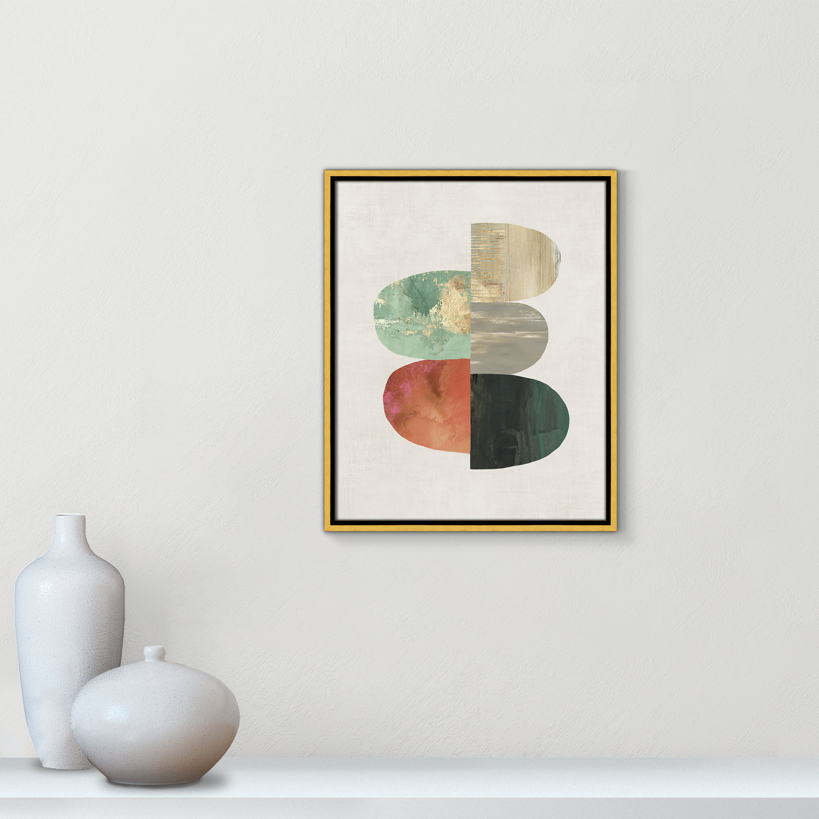 Evolving Energy I - Painting Print, Picture Framed Canvas, 21.5" H x 17.5" W, Gold