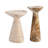Modern Faux Stone Side Table Travertine and Onyx Finish Set of 2 for Indoor and Outdoor Use