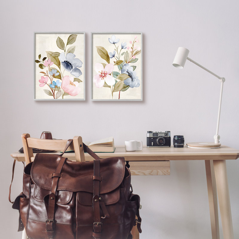 Fleurs pastel doux - ensemble de 2 reproductions de photos sur toile, Estampe numérique Farmhouse