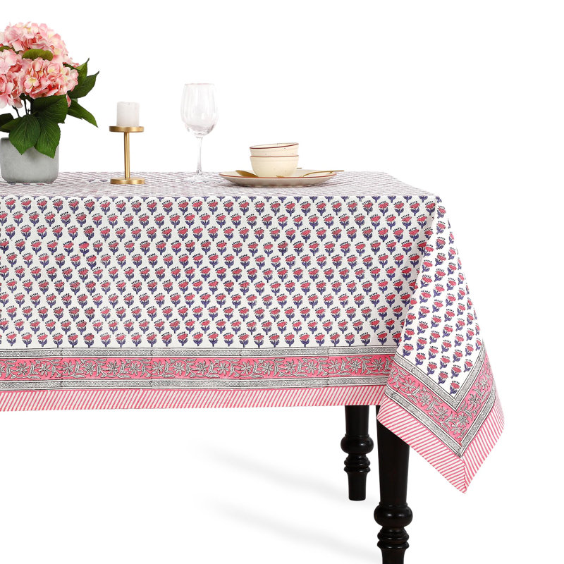 Nappe rectangulaire 100 % coton à imprimé saphir rose, 60 x 90 pouces
