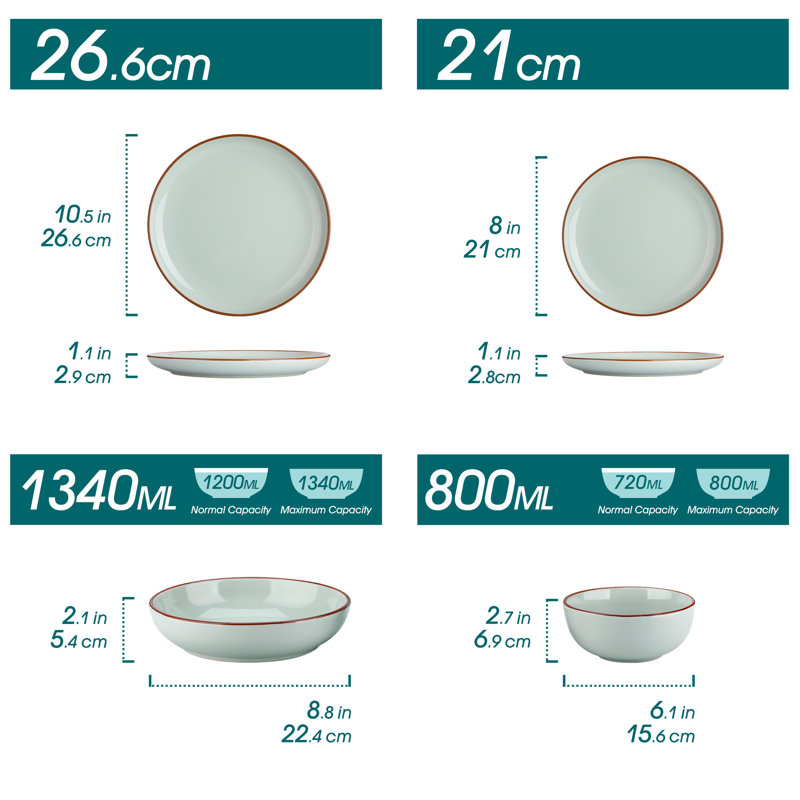 Vancasso  Stoneware Dinnerware - Set of 16 , Jade