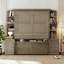 Lit escamotable avec bureau, tablettes et armoires de rangement, lit escamotable pour bureau à domicile peu encombrant, patiné