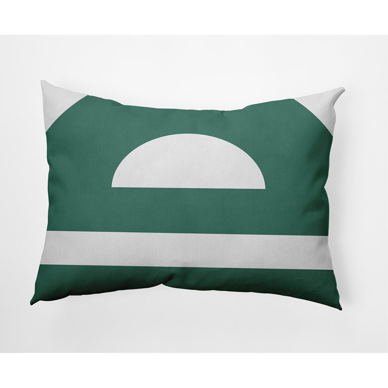 Geometric Outdoor Reversible Throw Pillow, Green