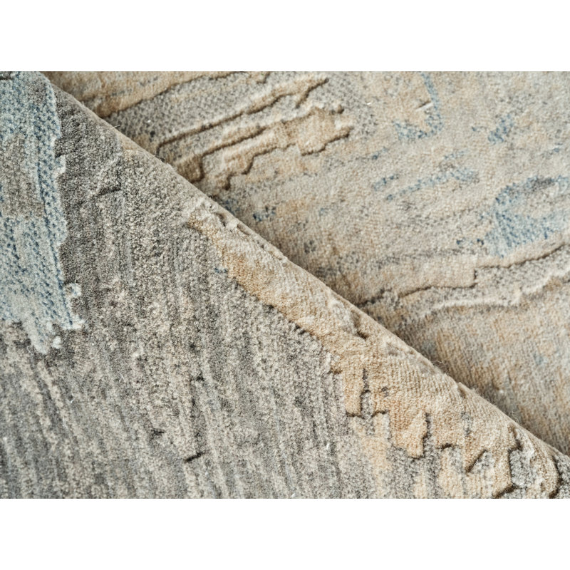 Infinity Power Loomed Wool/Nylon Abstract Area Rug in Ivory/Blue/Terracotta, Rectangle 9' x 12'
