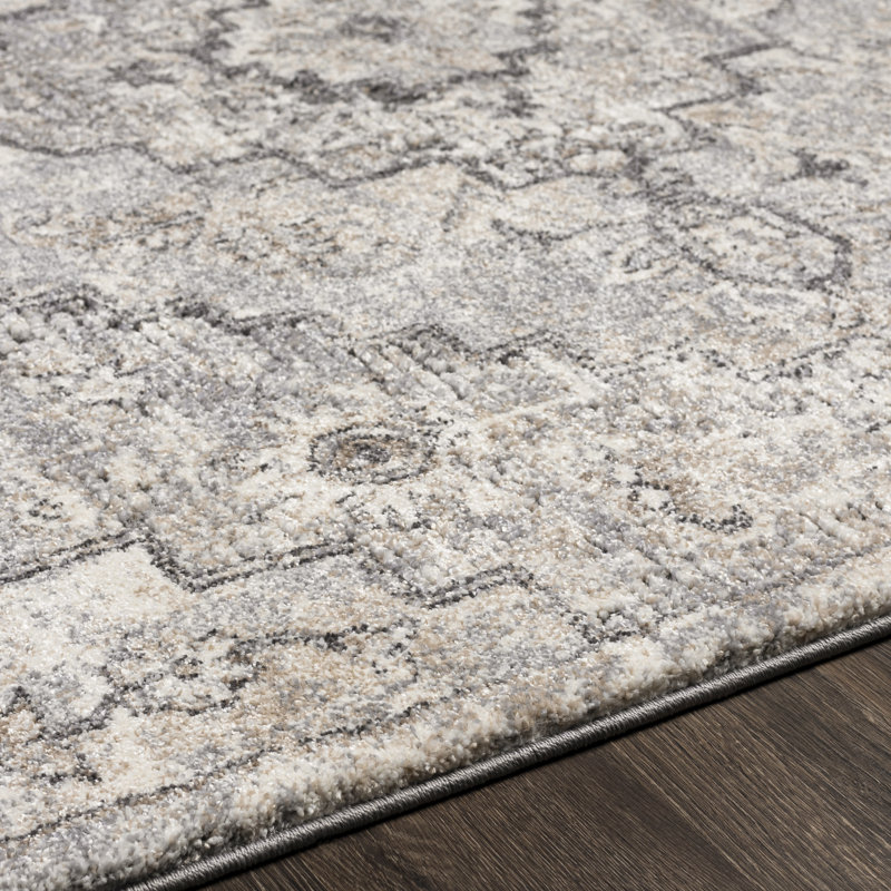 Reversible High Pile Gray Synthetic 5'3" x 7'3" Rectangular Rug