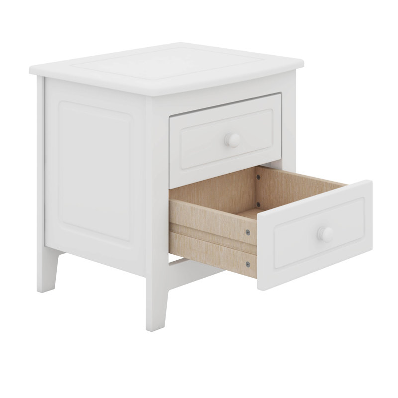 Ensemble de chambre à coucher 3 pièces - Lit plateforme double en bois et 2 tables de chevet