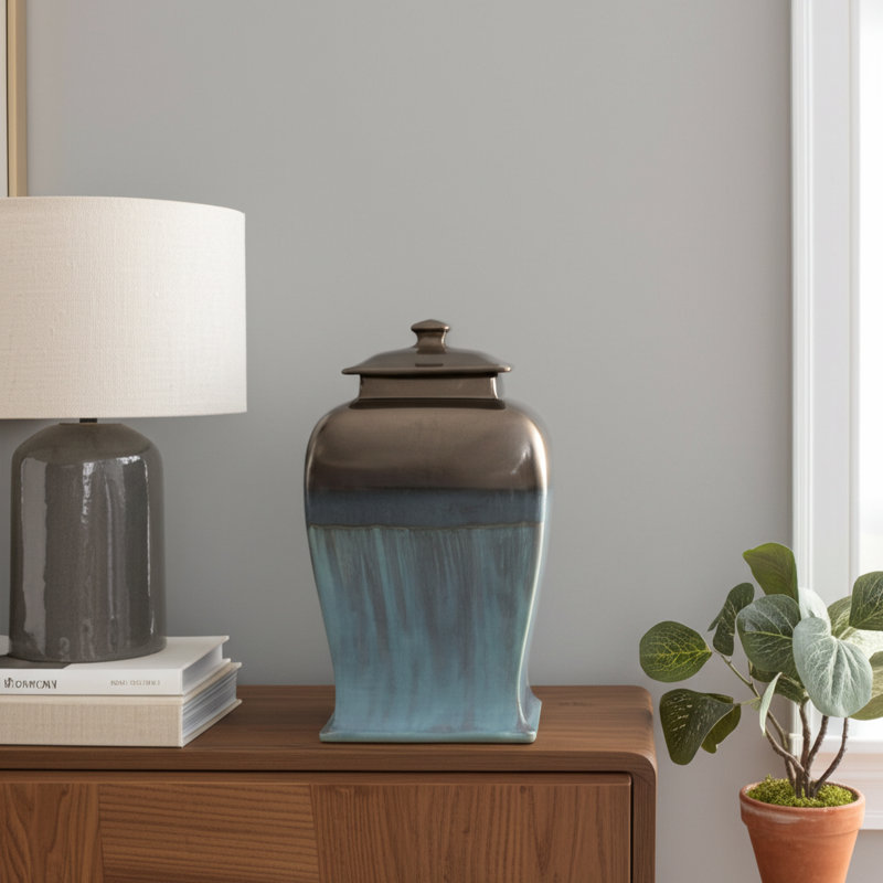 Townsend Handmade Stoneware Jar, 16" H x 7" W x 10" D, Bronze