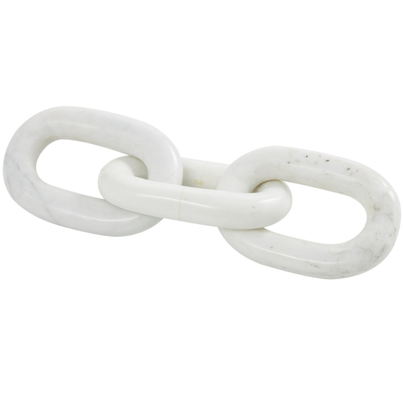 Marble Handmade Geometric 3 Link Chain Decorative Sculpture, White