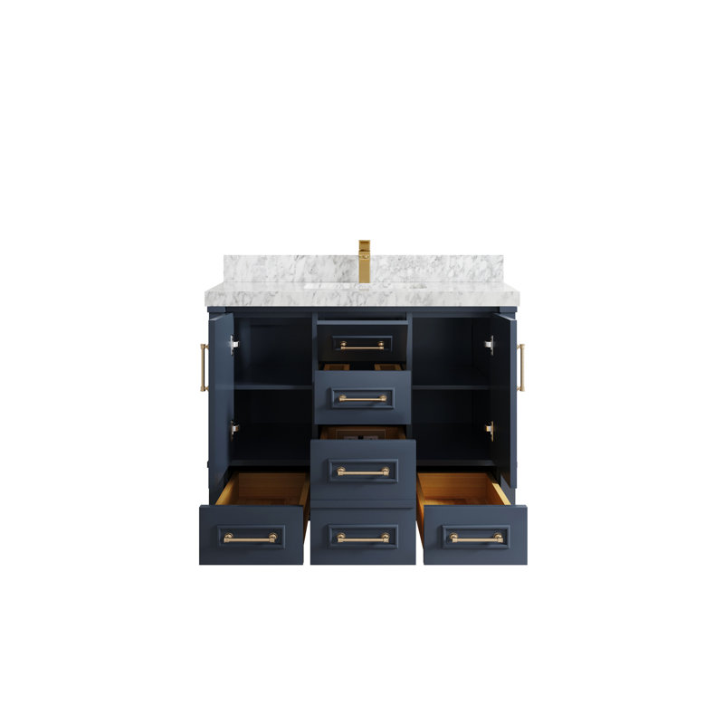 Aberdeen 42'' Single Bathroom Vanity with Top, Carrara Marble