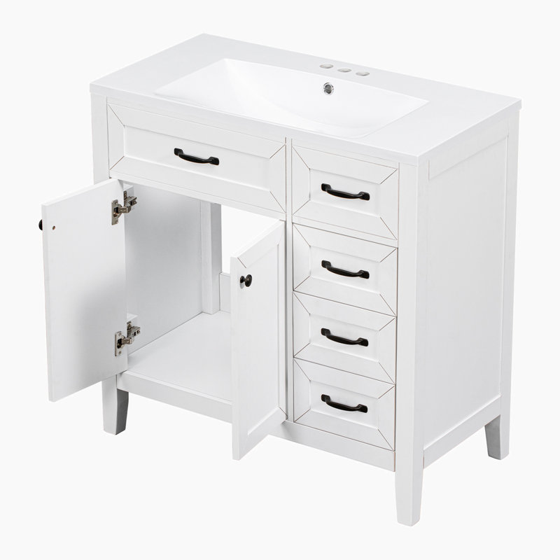 Meuble-lavabo sur pied simple 35,98 po Munazzah, Blanc