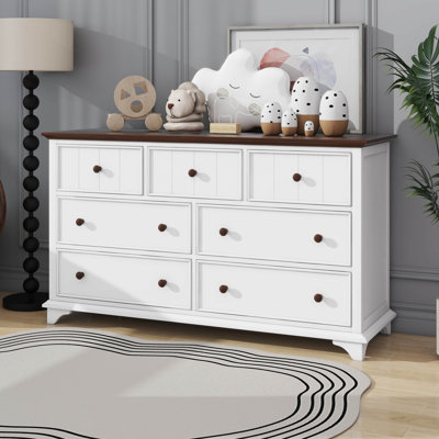 Commode capitaine en bois à sept tiroirs