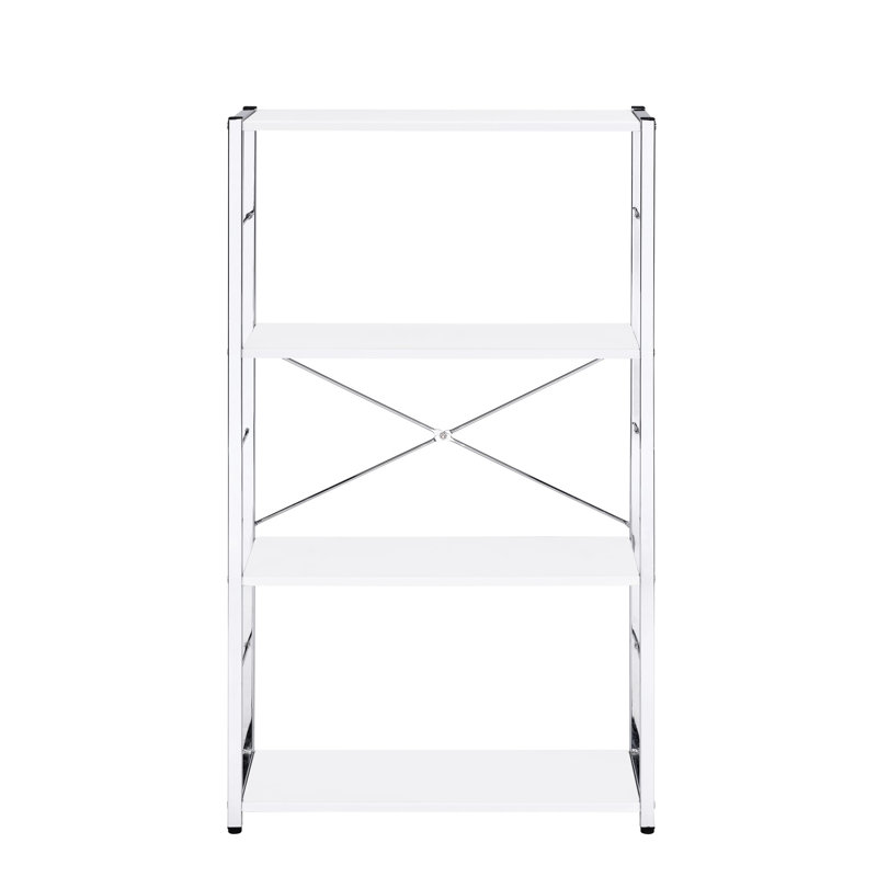 Bibliothèque blanche et finition - 4 tablettes modernes pour le bureau, bibliothèque l 22 po x P 9 po