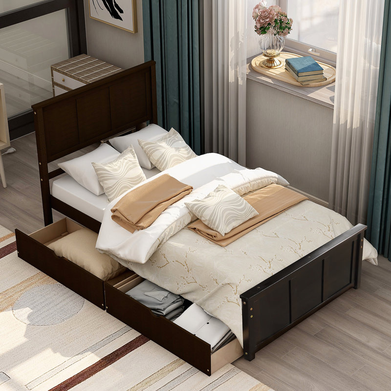 Lit plateforme avec rangement, Espresso