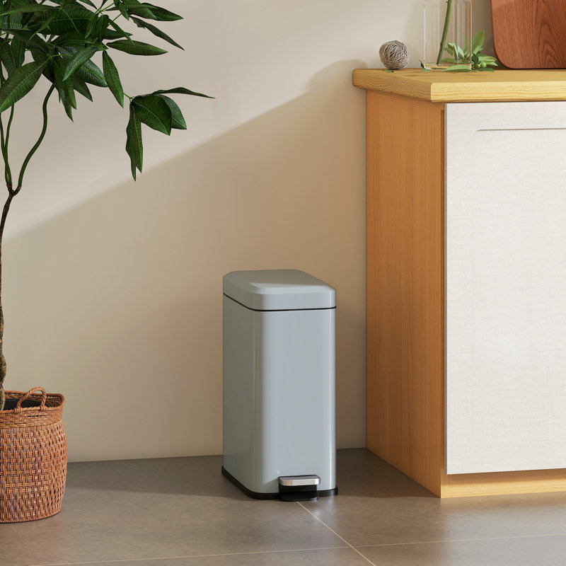 Steel Step On Kitchen Trash Can - 5L, Grey