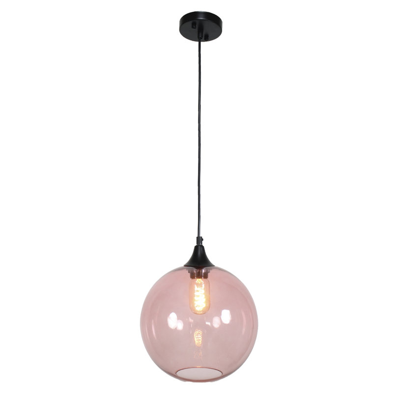 Elland 1 - Light Black Sphere Pendant, Pink