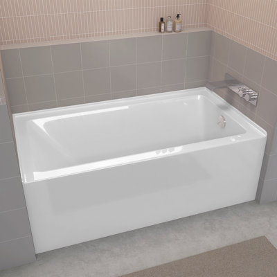 Baignoire de trempage en alcôve en acrylique 60 po x 30 po avec jupe rectangulaire antidérapante blanche