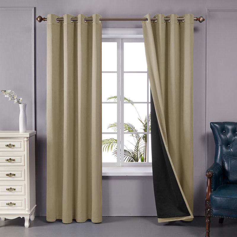 Bursaite 100 Percent Blackout Double Layers Lined Curtain Panel Pair, 52" W x 95" L, Purple Grape