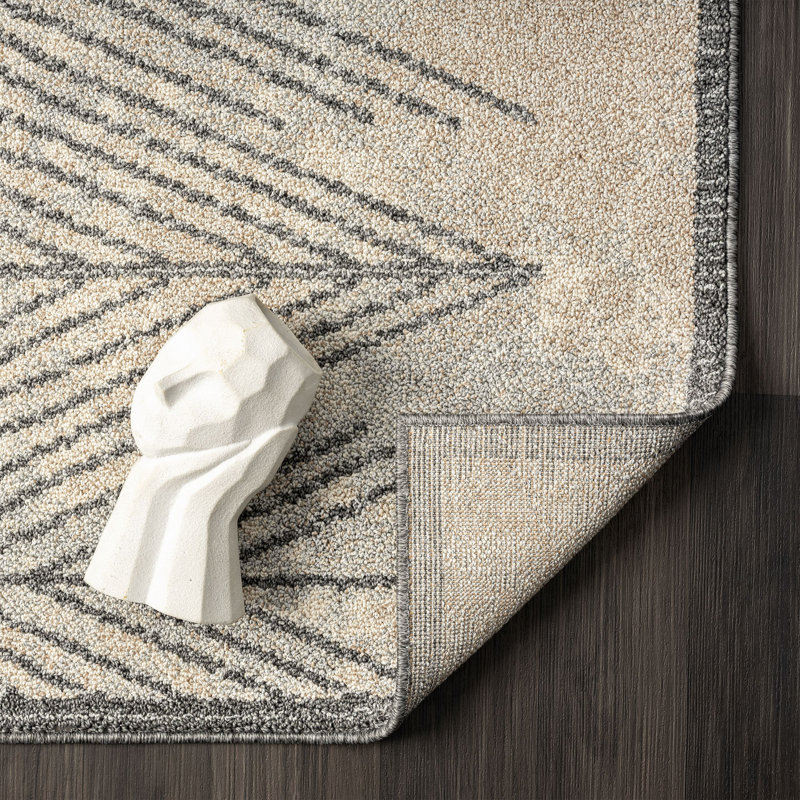 Tapis tissé à la machine Amiee-Leigh en brun / gris, Rectangle 2 pi x 3 pi