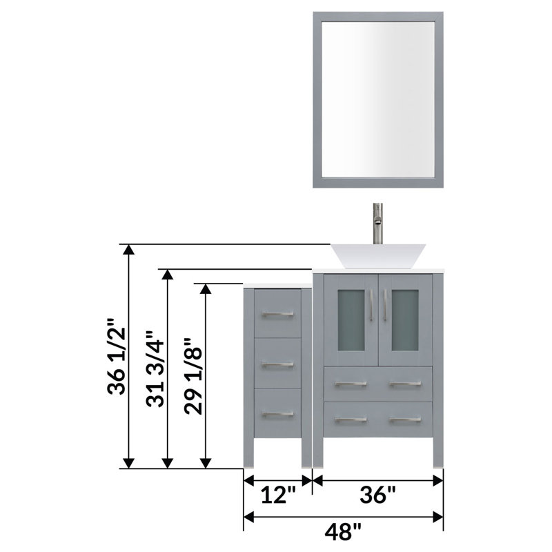 Ensemble de meuble-lavabo simple moderne 48 "avec miroir Modern, Gris