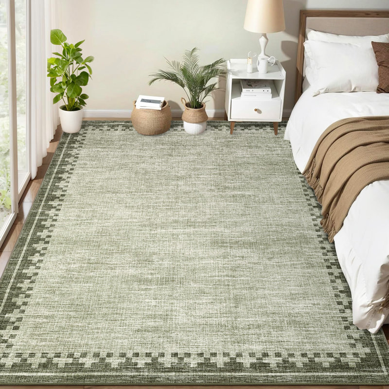 Tapis modernes à bordures lavables modernes pour la chambre à coucher, tapis doux et résistant aux taches et résistant aux taches