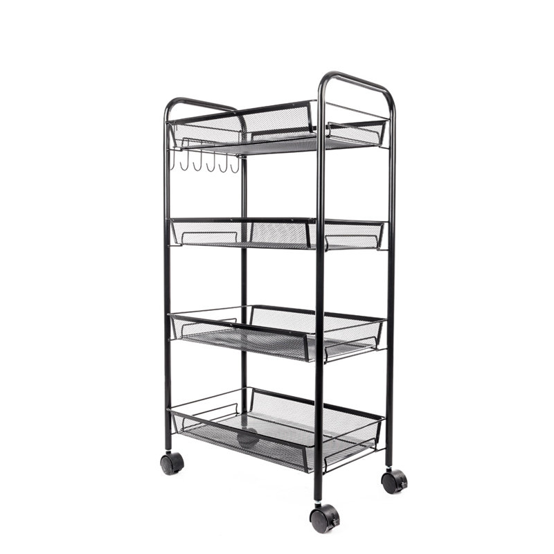 Chariot utilitaire roulant 4 couches, H 33,46 po x l 10,24 po x P 17,32 po, Noir