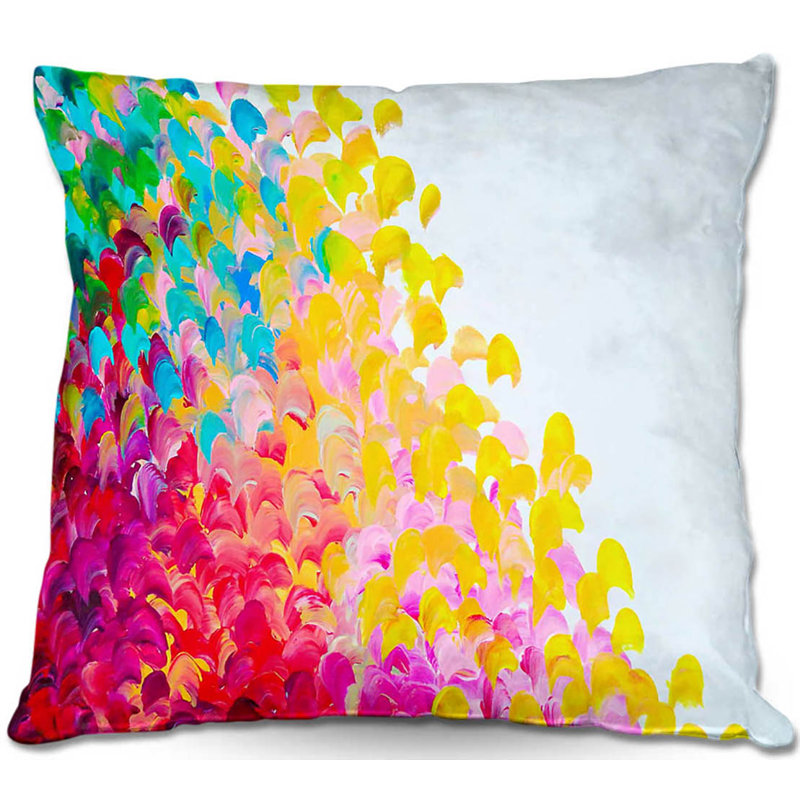 Création de canapé couleur i carré coussin décoratif, 18 po x 18 po, Rose / jaune / rouge