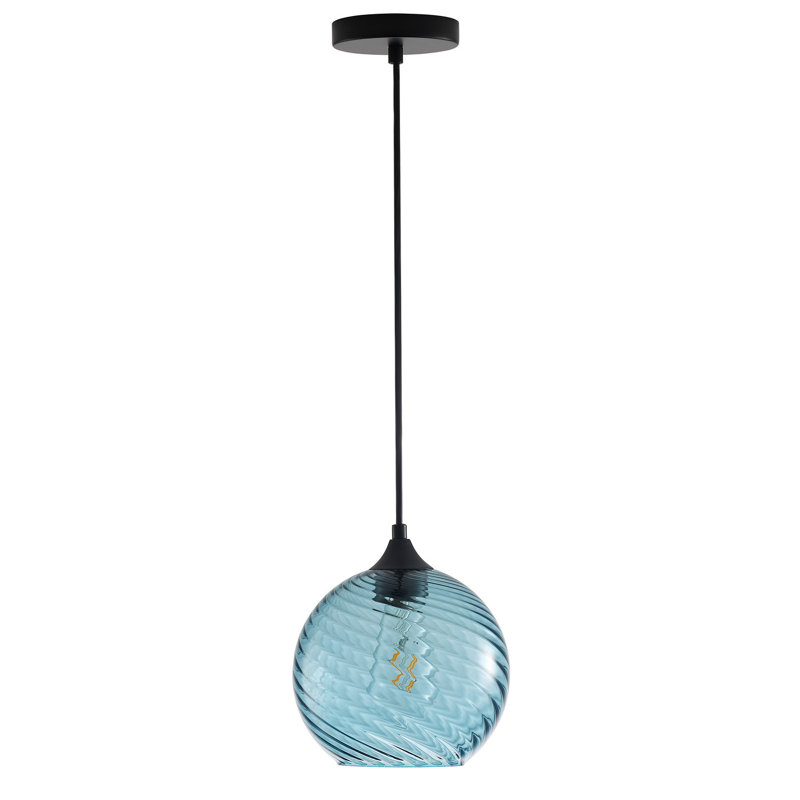 1-Blue dimmable clear glass pendant light, Blue