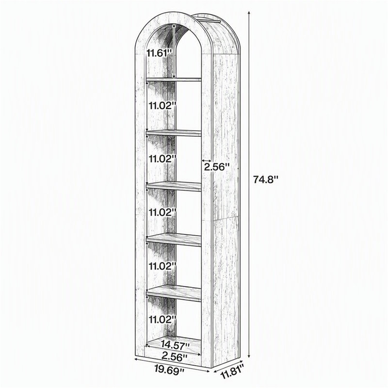 Bibliothèque arquée 74,8 po