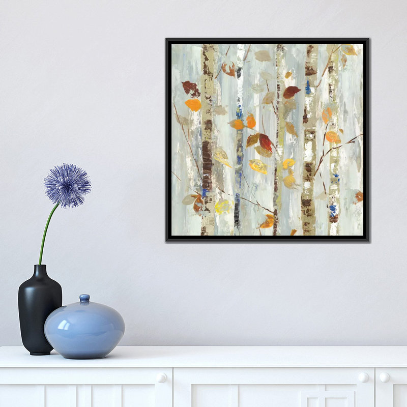 «Autumn Petals», impression sur toile tendue, H 18 po x l 18 po x P 1,5 po, Toile avec cadre noir, Pas de tapis