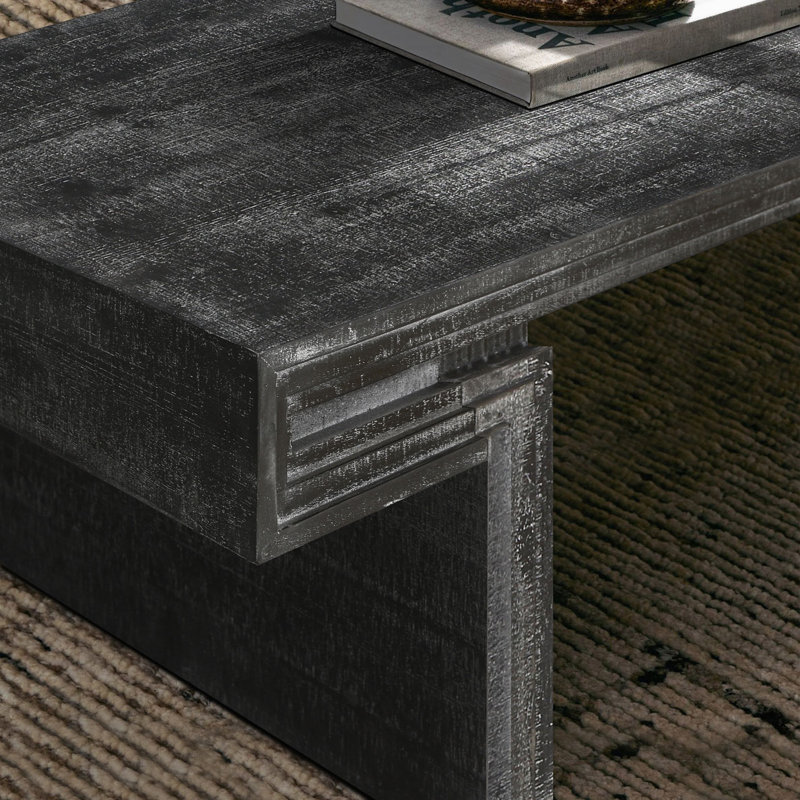 Table basse rectangulaire en bois, Noir antique
