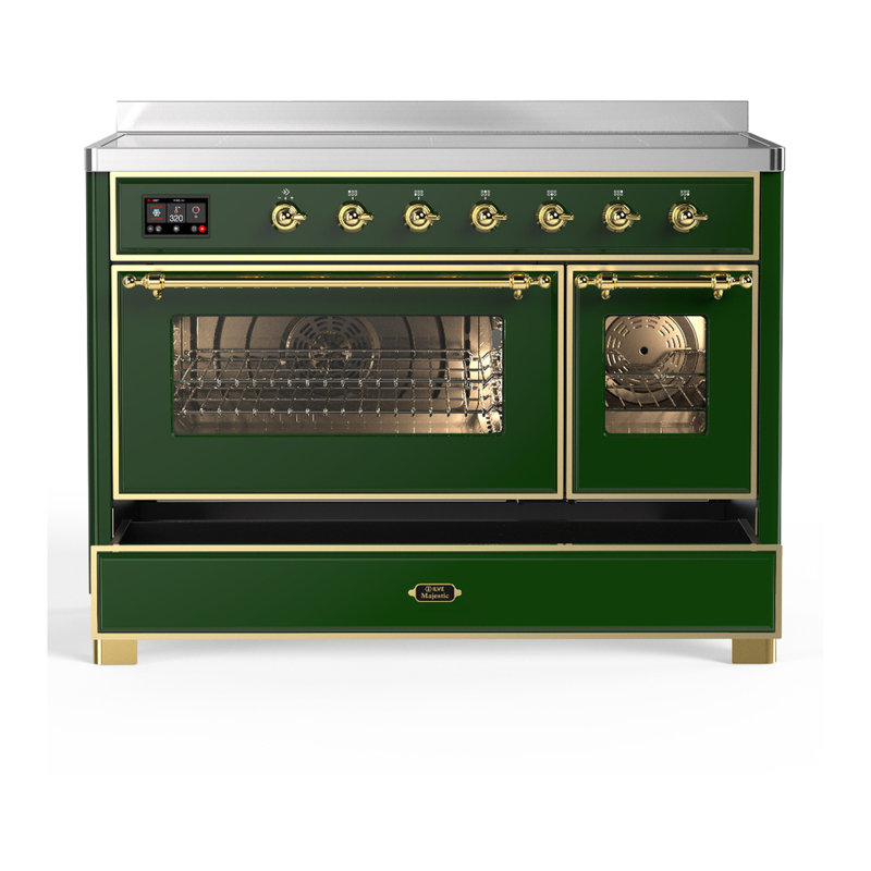 Majestic III Series 48 Inch Induction Range with 6 Induction Elements in Emerald Green (Brass Trim), Emerald Green, Brass