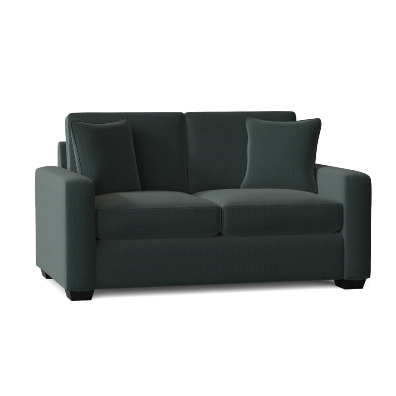 Causeuse à accoudoirs carrés de 64 po avec coussins réversibles Anastase, Espresso, Acier Entice