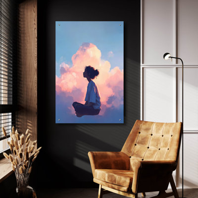  «Calm Sunset Meditation 3» par Ann Klee, art mural en verre acrylique, 24 po x 36 po