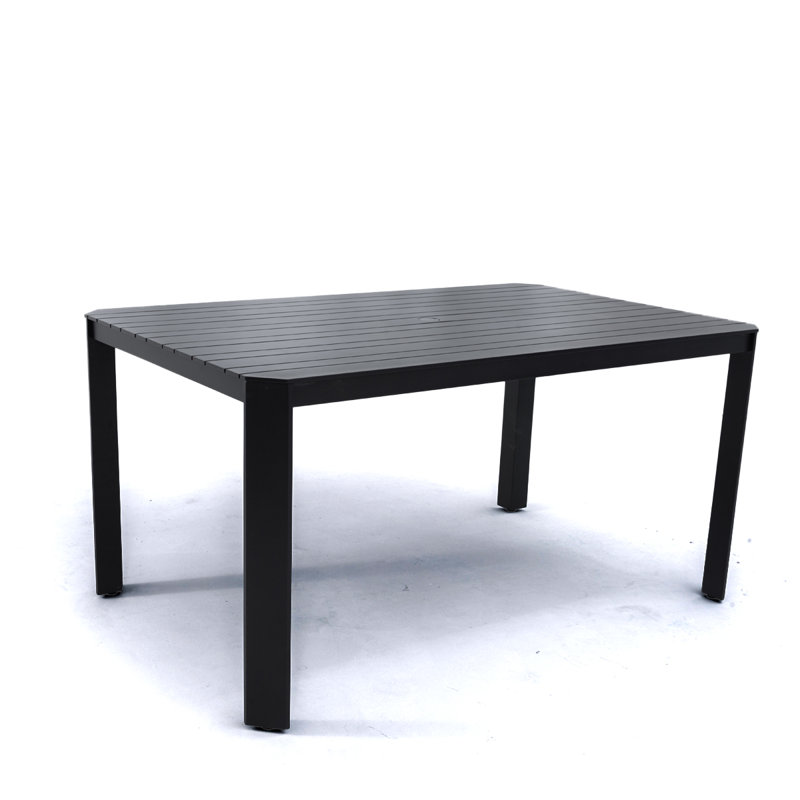 Table de salle à manger d'extérieur 59 po x 37,4 po rectangulaire en aluminium antirouille avec trou pour parasol