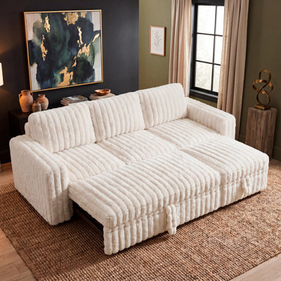 Canapé-lit modulaire en forme de L Hoelscher avec rangement beige