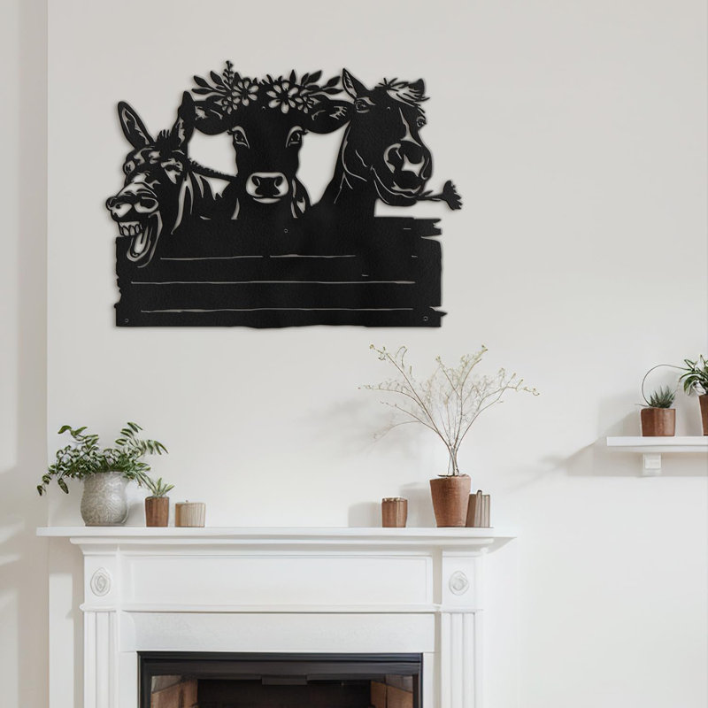Décoration murale en métal, H 16 po x l 24 po x P 0,05 po, Noir