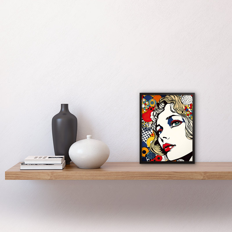 Arwin Bright Woman Face With Geometric Patterns Bubbles Pop Art - Single Picture Frame Print