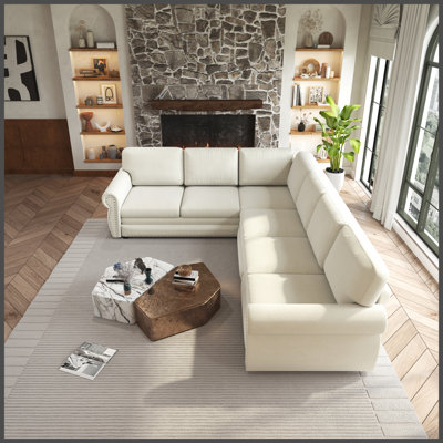88.2"L-Shaped Sofa Couch with Pull-Out Bed