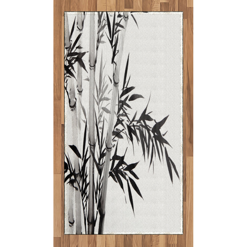 Black White High Density Long Fiber Poly Threads Decorative Area Rug Carpet, Rectangle 2'7" x 5'