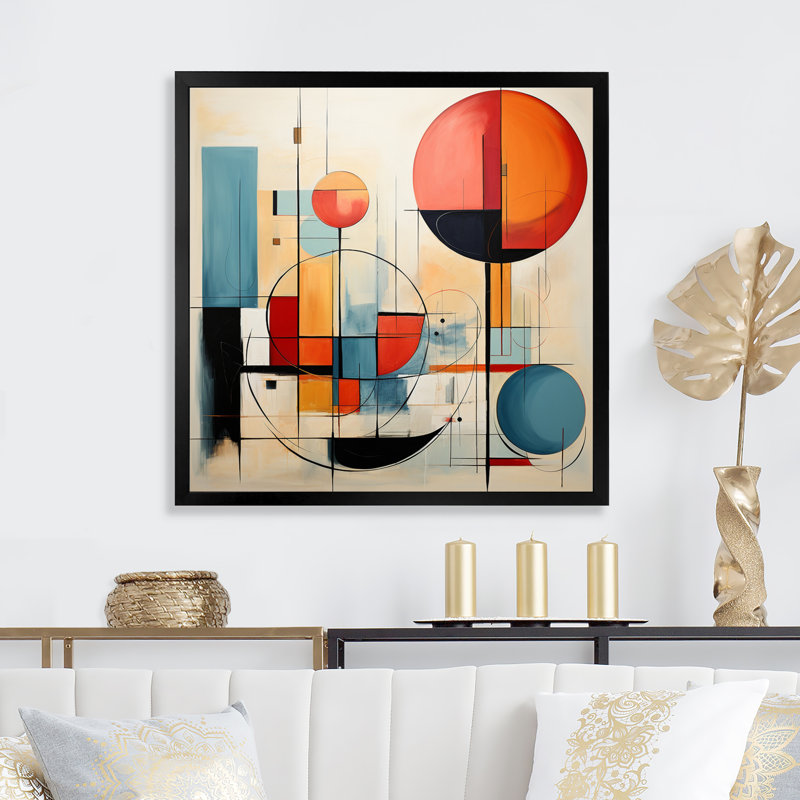 Coloré Mid Century Dynamic Duality II - impression, H 24 po x l 24 po x P 1 po, Cadre photo noir