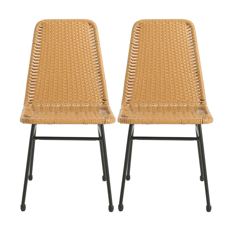 Chaise de salle à manger moderne sans accoudoirs pour salon, salle à manger, cuisine, ensemble de 2, Marron clair
